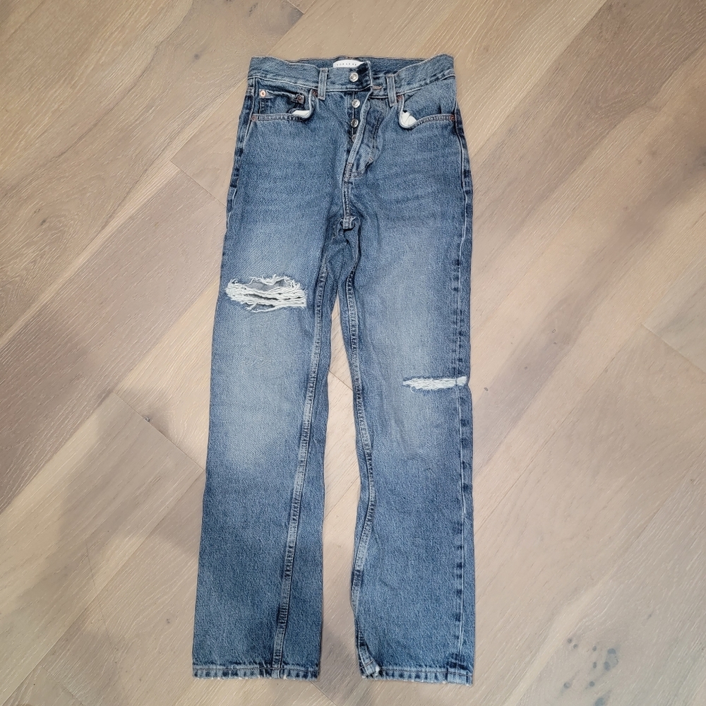 Top shop destroyed straight leg jeans